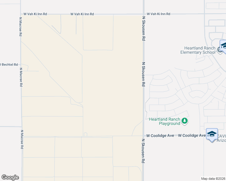 map of restaurants, bars, coffee shops, grocery stores, and more near 472 North Skousen Road in Coolidge