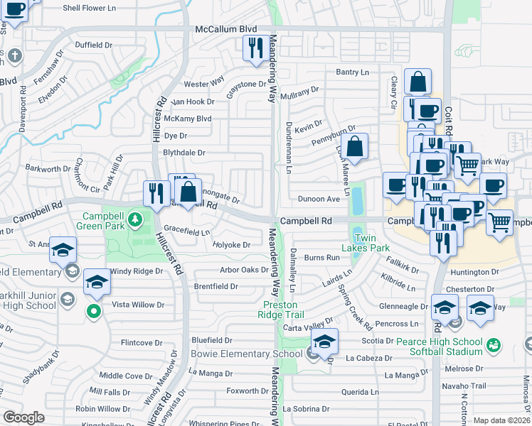 map of restaurants, bars, coffee shops, grocery stores, and more near in Dallas