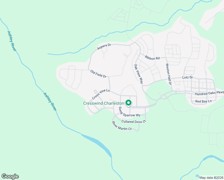 map of restaurants, bars, coffee shops, grocery stores, and more near 3042 Cross Vine Lane in Summerville