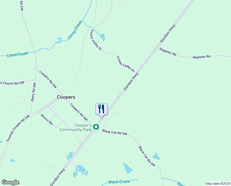 map of restaurants, bars, coffee shops, grocery stores, and more near 533 Gordon Highway in Gordon