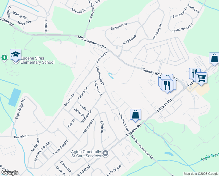 map of restaurants, bars, coffee shops, grocery stores, and more near 109 Joyce Court in Ladson