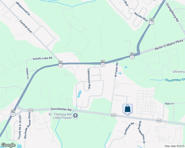 map of restaurants, bars, coffee shops, grocery stores, and more near 149 Cableswynd Way in Summerville