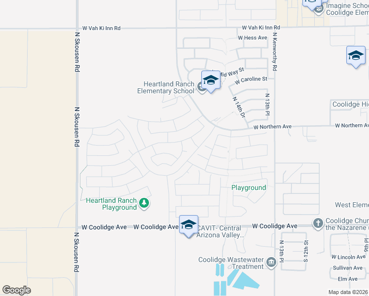 map of restaurants, bars, coffee shops, grocery stores, and more near 1796 West Broadway Circle in Coolidge