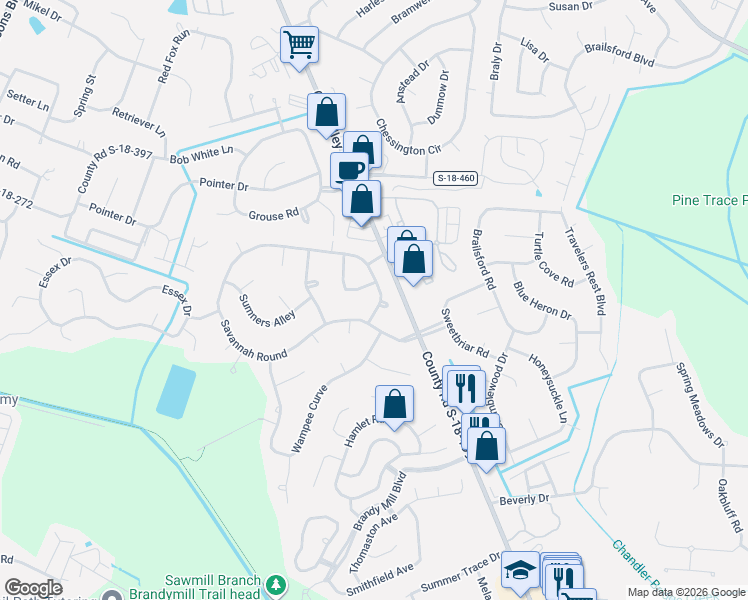 map of restaurants, bars, coffee shops, grocery stores, and more near 316 Savannah Round in Summerville