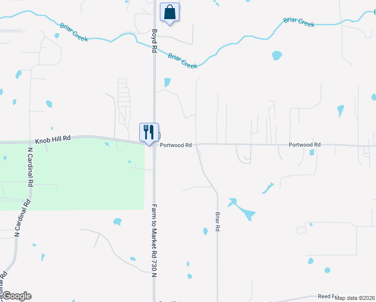 map of restaurants, bars, coffee shops, grocery stores, and more near 8075 Portwood Road in Azle