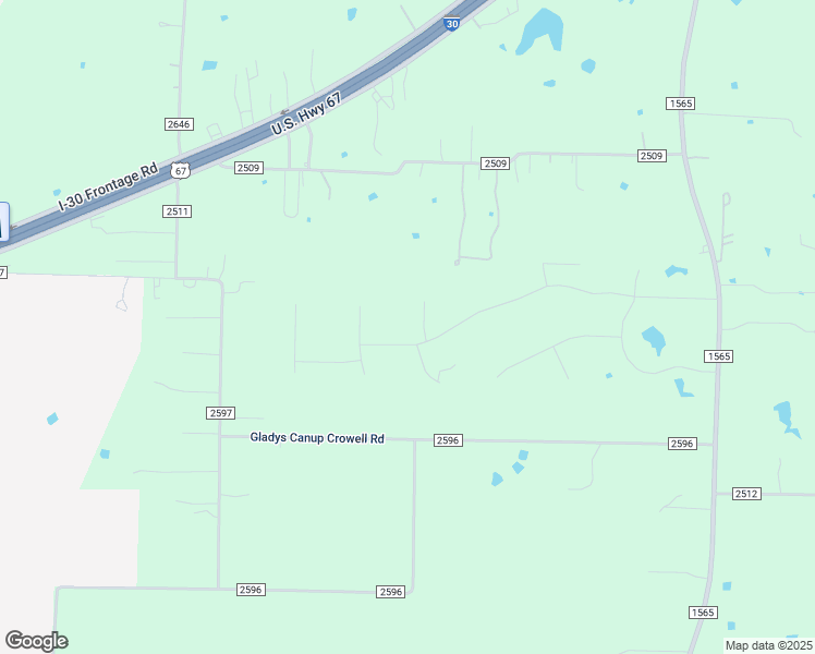 map of restaurants, bars, coffee shops, grocery stores, and more near Gladys Canup Crowell Road in Royse City