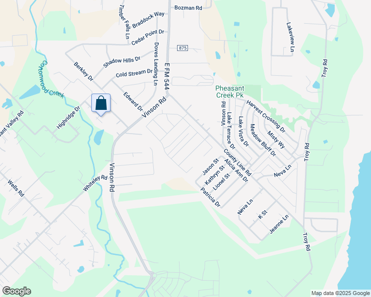 map of restaurants, bars, coffee shops, grocery stores, and more near 77 Jade Road in Wylie