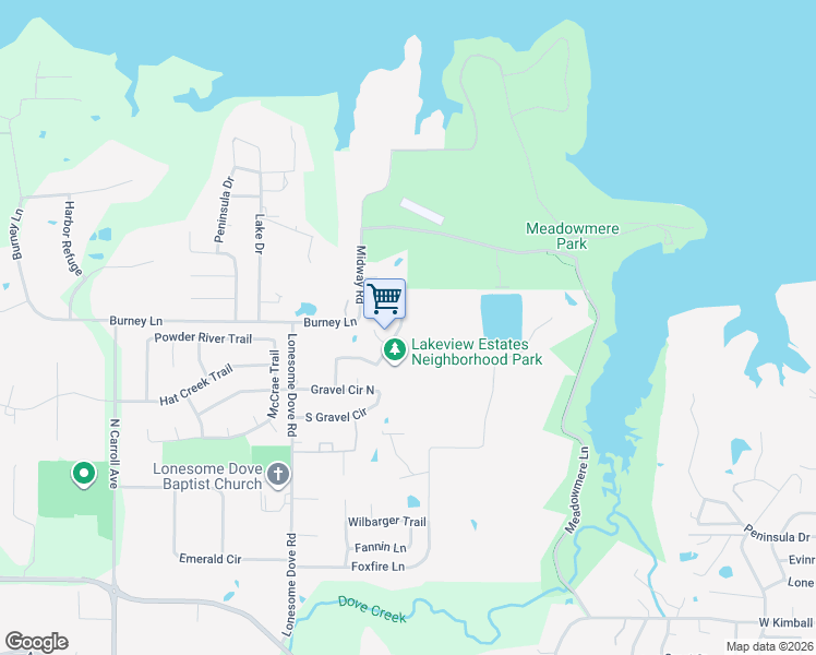 map of restaurants, bars, coffee shops, grocery stores, and more near 3844 Lakeway Drive in Grapevine