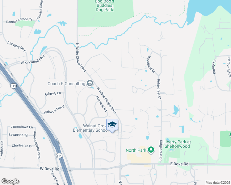 map of restaurants, bars, coffee shops, grocery stores, and more near 2825 North White Chapel Boulevard in Southlake
