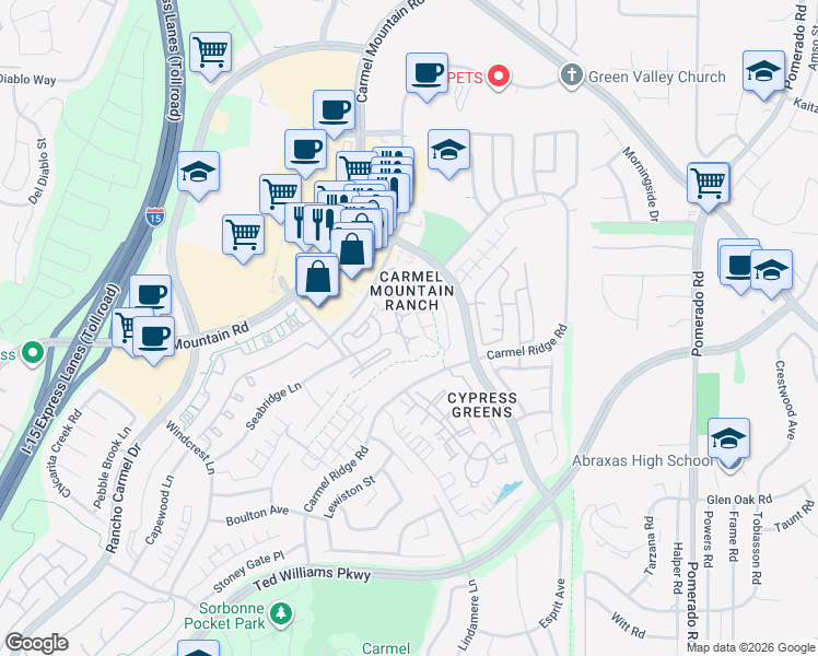 map of restaurants, bars, coffee shops, grocery stores, and more near 12057 World Trade Drive in San Diego