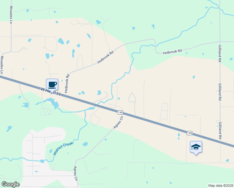 map of restaurants, bars, coffee shops, grocery stores, and more near 112 Windy Creek Court in Springtown