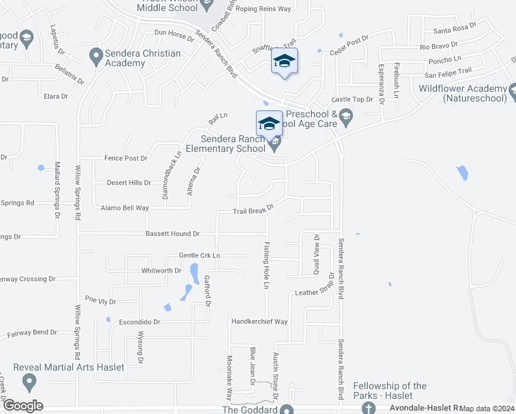 map of restaurants, bars, coffee shops, grocery stores, and more near 13721 Trail Break Drive in Haslet