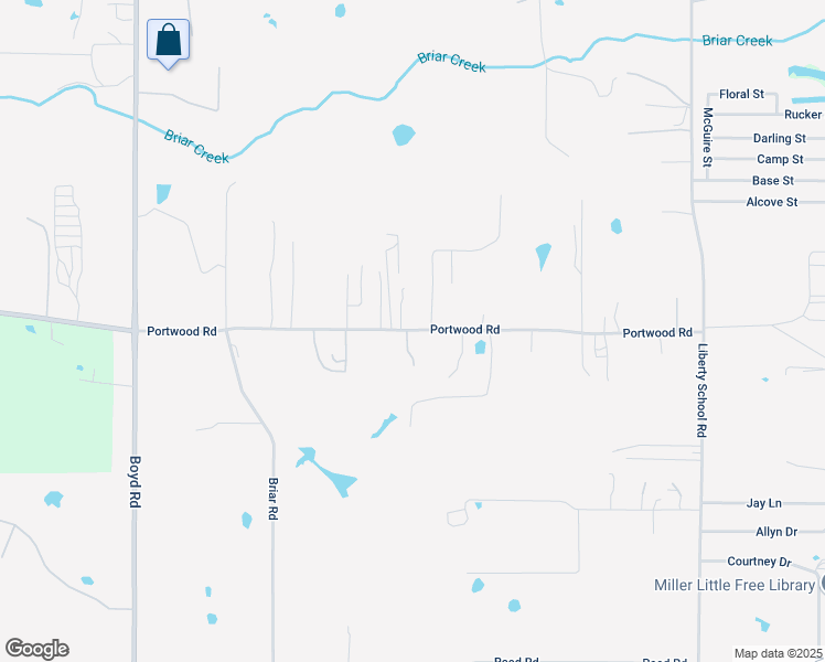 map of restaurants, bars, coffee shops, grocery stores, and more near 7551 Portwood Road in Azle