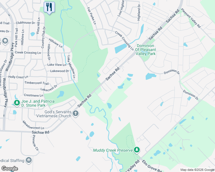 map of restaurants, bars, coffee shops, grocery stores, and more near 2815 Sachse Road in Wylie