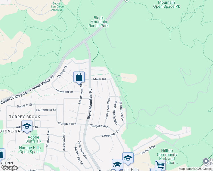 map of restaurants, bars, coffee shops, grocery stores, and more near 14470 Callejon Musica in San Diego