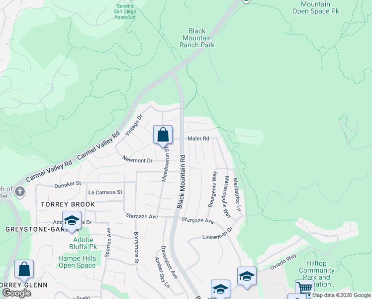 map of restaurants, bars, coffee shops, grocery stores, and more near 14436 Corte De Verdad in San Diego