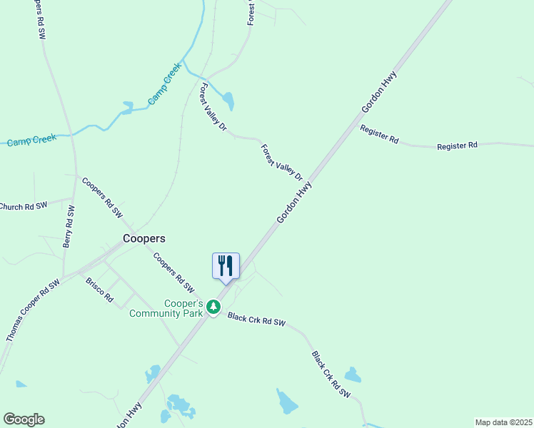 map of restaurants, bars, coffee shops, grocery stores, and more near 533 Gordon Highway in Gordon