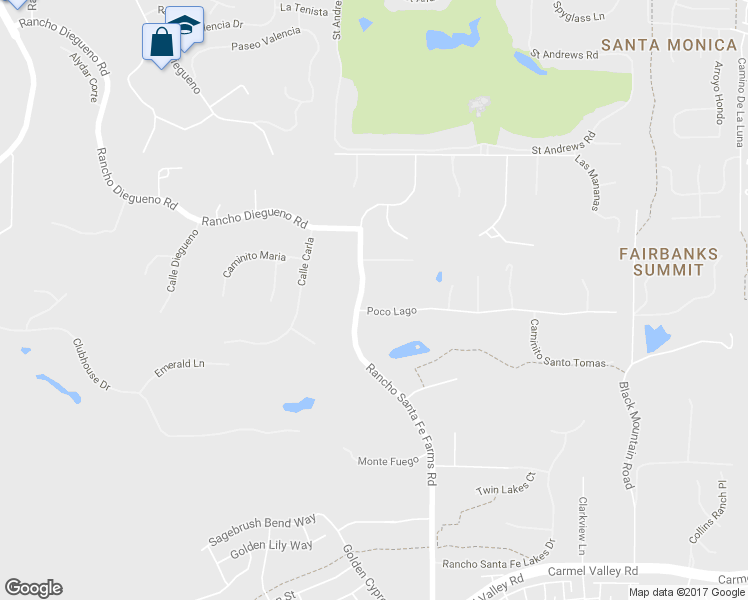map of restaurants, bars, coffee shops, grocery stores, and more near 14725 Rancho Santa Fe Farms Road in Rancho Santa Fe