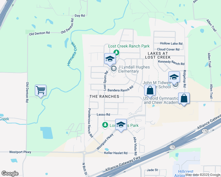 map of restaurants, bars, coffee shops, grocery stores, and more near 3517 Bandera Ranch Road in Roanoke