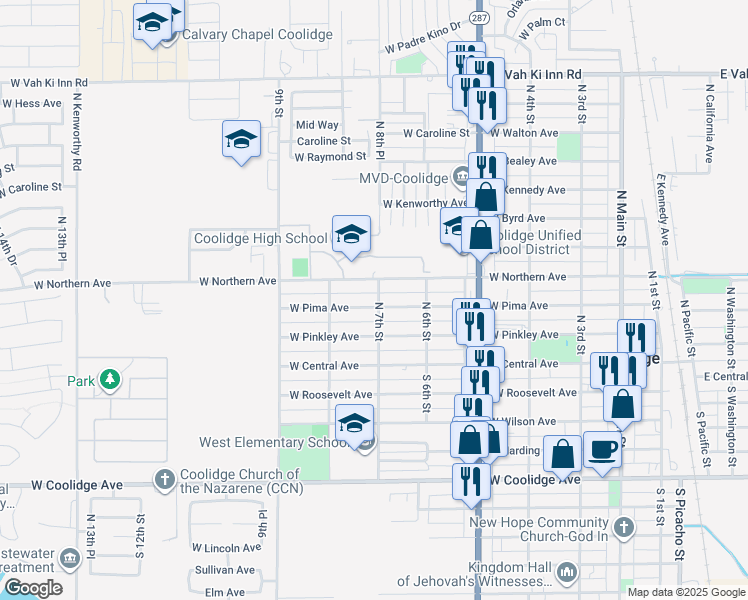 map of restaurants, bars, coffee shops, grocery stores, and more near 685 West Northern Avenue in Coolidge
