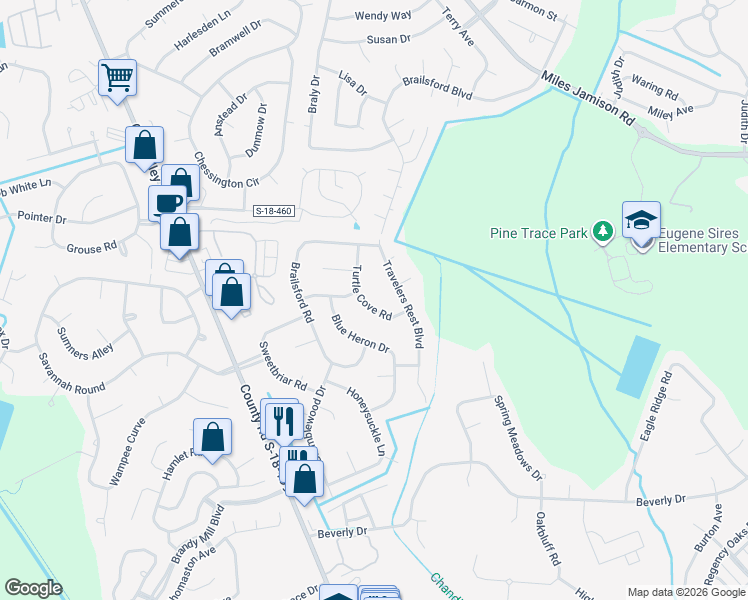 map of restaurants, bars, coffee shops, grocery stores, and more near 201 Turtle Cove Road in Summerville