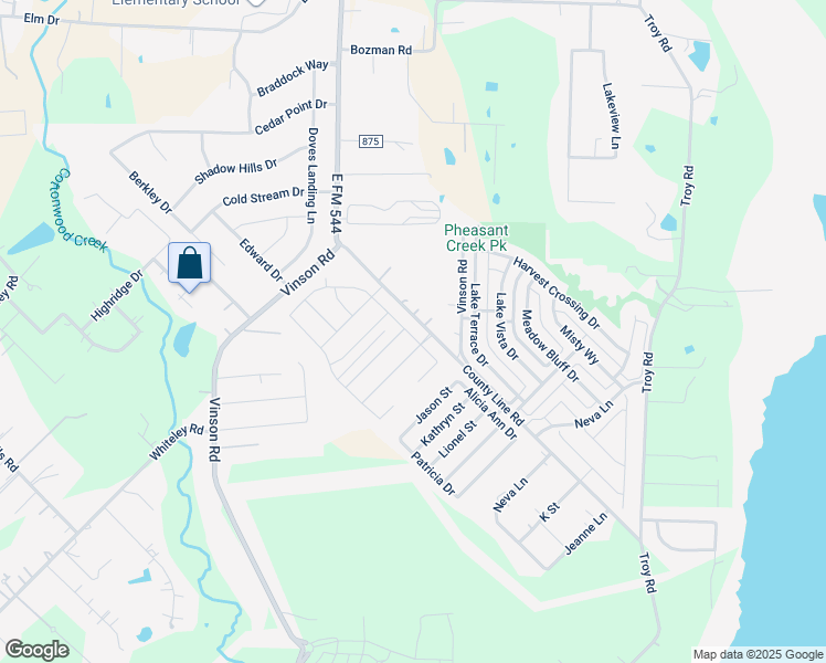 map of restaurants, bars, coffee shops, grocery stores, and more near 104 Diamond Drive in Wylie