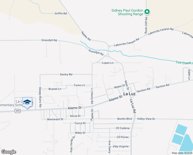 map of restaurants, bars, coffee shops, grocery stores, and more near 33 Jj Henry Road in La Luz