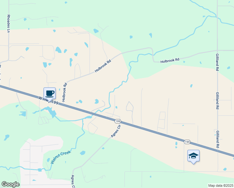 map of restaurants, bars, coffee shops, grocery stores, and more near 122 Windy Creek Court in Springtown