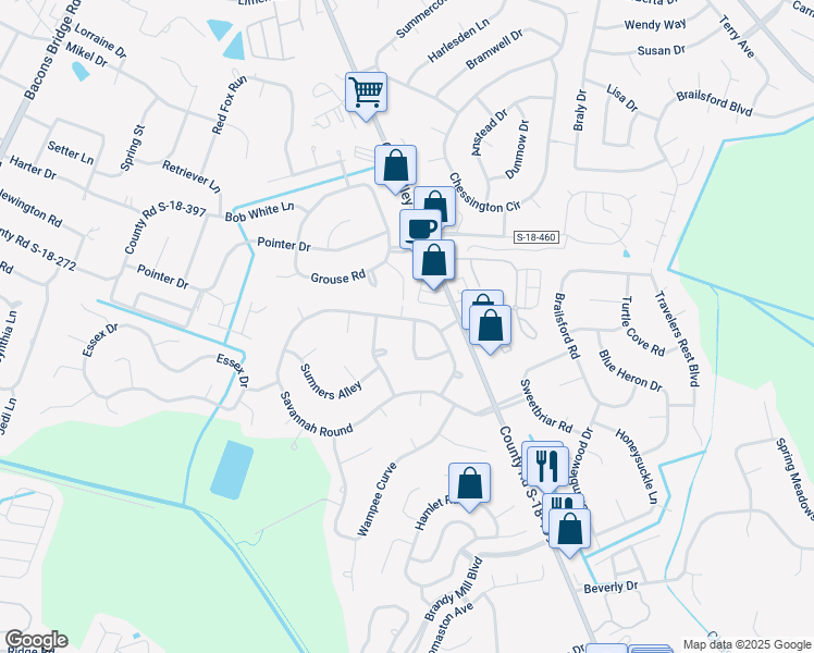 map of restaurants, bars, coffee shops, grocery stores, and more near 256 Savannah Round in Summerville