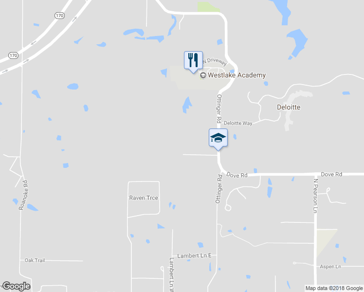 map of restaurants, bars, coffee shops, grocery stores, and more near 5925 Mahotea Boone Trail in Westlake