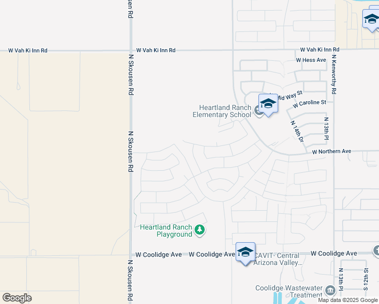 map of restaurants, bars, coffee shops, grocery stores, and more near 476 North 20th Street in Coolidge