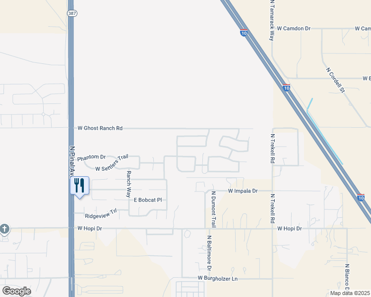 map of restaurants, bars, coffee shops, grocery stores, and more near 481 East Wolf Hollow Drive in Casa Grande