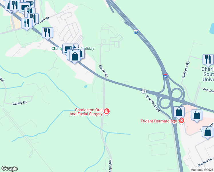 map of restaurants, bars, coffee shops, grocery stores, and more near 9403 U.S. 78 in Ladson