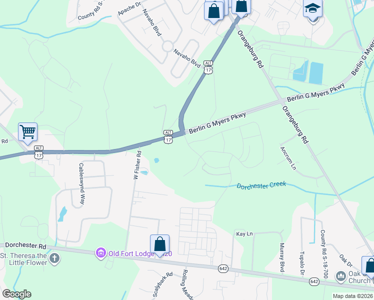 map of restaurants, bars, coffee shops, grocery stores, and more near 10581 Highway 78 East in Summerville