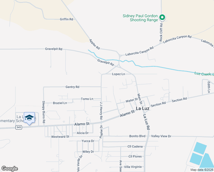 map of restaurants, bars, coffee shops, grocery stores, and more near 33 J J Henry Road in La Luz