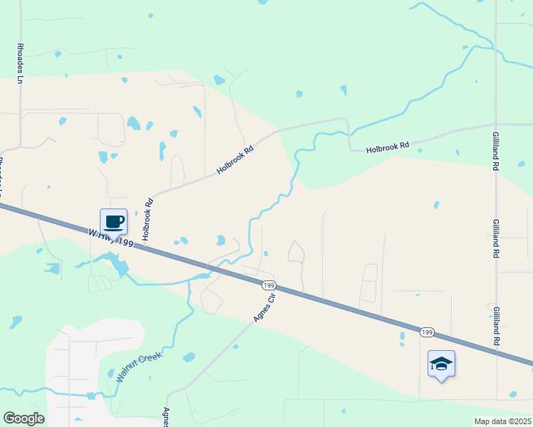 map of restaurants, bars, coffee shops, grocery stores, and more near 122 Windy Creek Court in Springtown