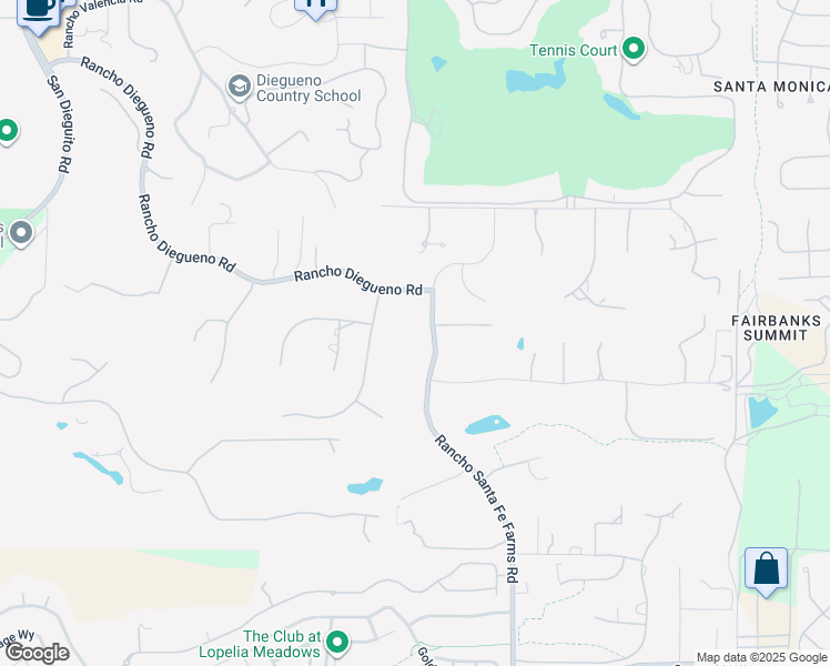 map of restaurants, bars, coffee shops, grocery stores, and more near 14786 Rancho Santa Fe Farms Road in Del Mar