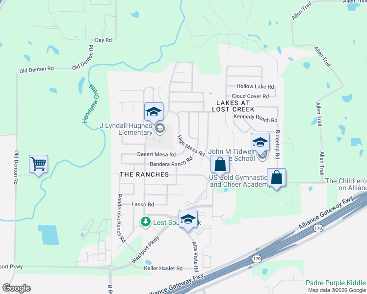 map of restaurants, bars, coffee shops, grocery stores, and more near 3713 Bandera Ranch Road in Roanoke