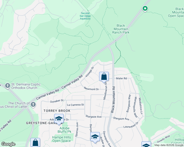 map of restaurants, bars, coffee shops, grocery stores, and more near 8733 Elford Court in San Diego
