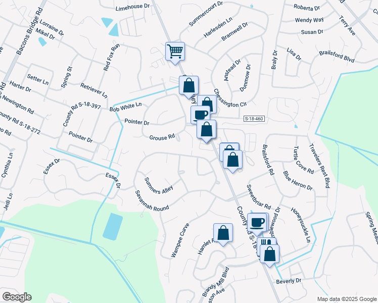 map of restaurants, bars, coffee shops, grocery stores, and more near 256 Savannah Round in Summerville