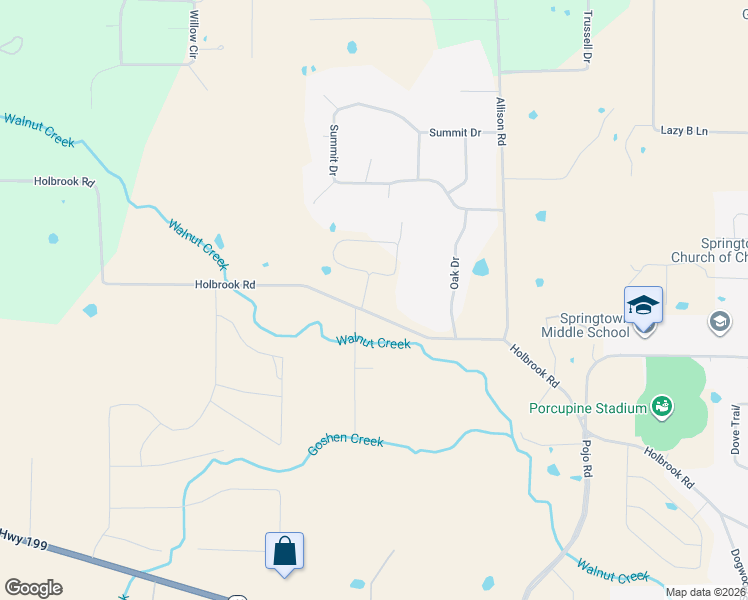 map of restaurants, bars, coffee shops, grocery stores, and more near 1889 Holbrook Road in Springtown