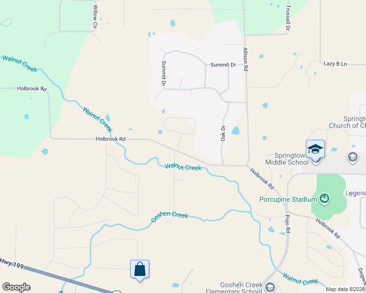map of restaurants, bars, coffee shops, grocery stores, and more near 1889 Holbrook Road in Springtown