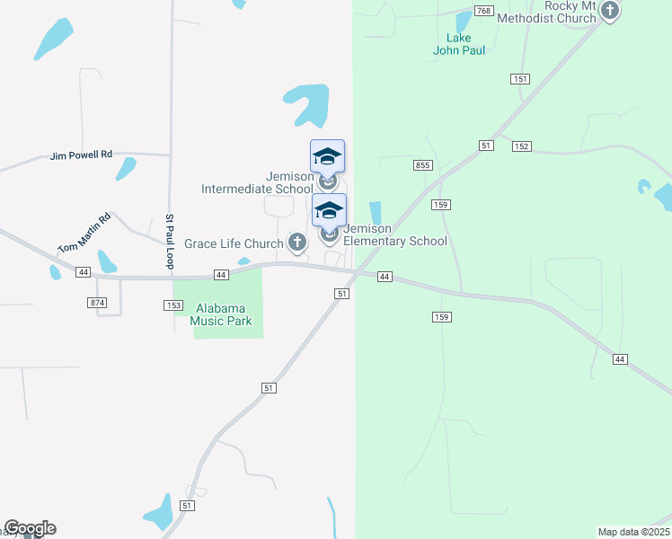 map of restaurants, bars, coffee shops, grocery stores, and more near 1495 County Road 44 in Jemison