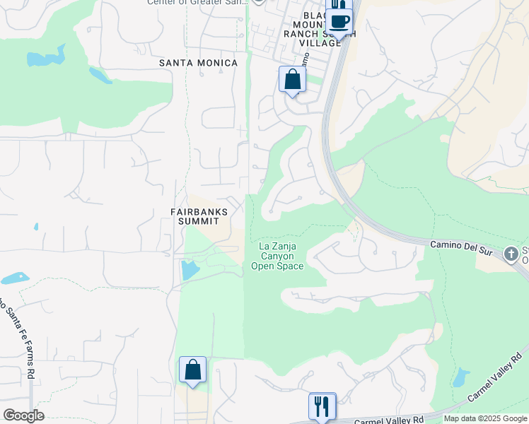 map of restaurants, bars, coffee shops, grocery stores, and more near 7930 Entrada Lazanja in San Diego