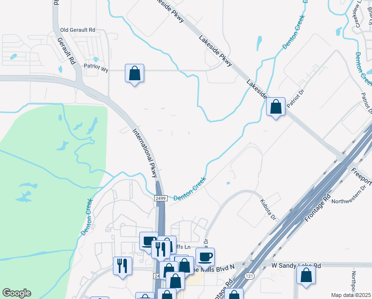 map of restaurants, bars, coffee shops, grocery stores, and more near 3900 Long Prairie Road in Grapevine