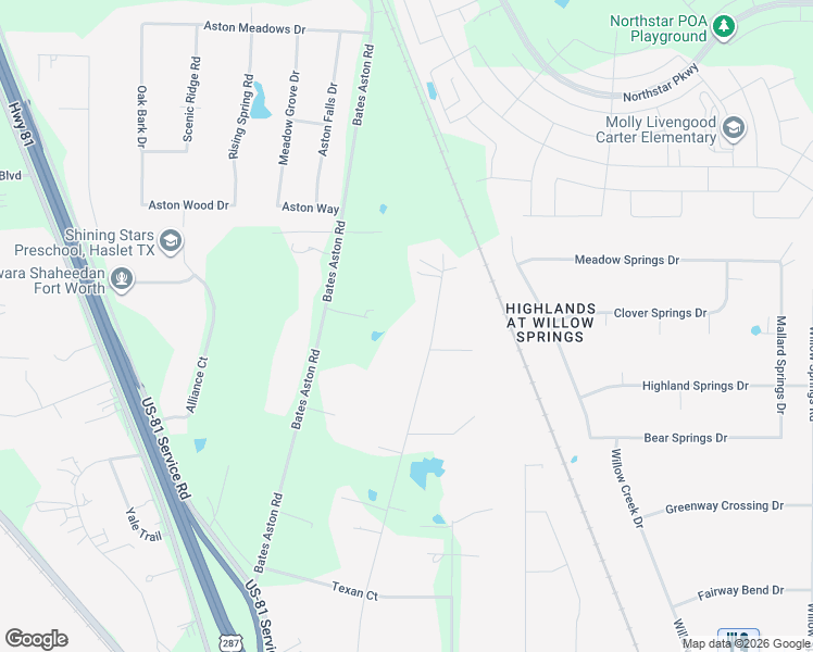 map of restaurants, bars, coffee shops, grocery stores, and more near 13901 Northwest Court in Haslet