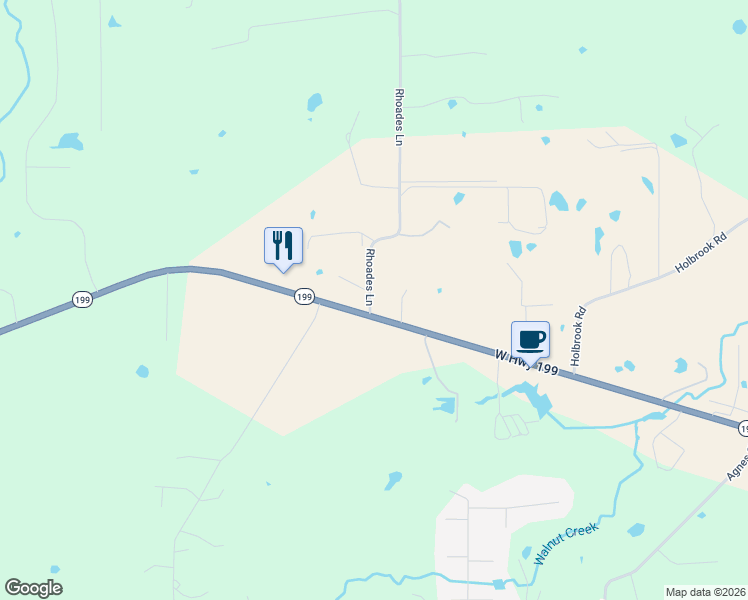 map of restaurants, bars, coffee shops, grocery stores, and more near 5298 West Highway 199 in Springtown