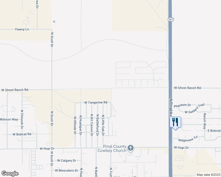 map of restaurants, bars, coffee shops, grocery stores, and more near 11110 North Little Oak Drive in Casa Grande