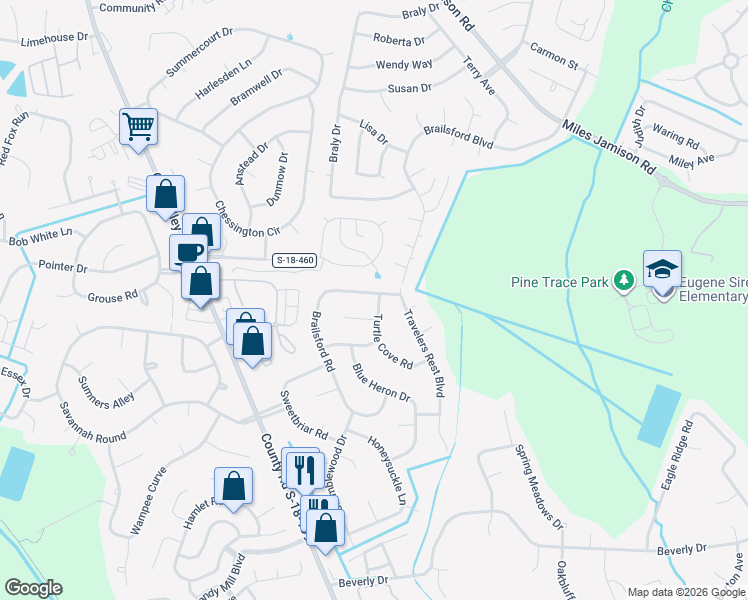 map of restaurants, bars, coffee shops, grocery stores, and more near 230 Brailsford Road in Summerville