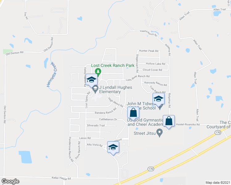 map of restaurants, bars, coffee shops, grocery stores, and more near 13828 Sonterra Ranch Road in Roanoke